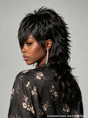 Mullet wig black machine made for black woman
