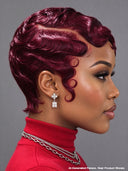 2 wigs pixie cut wig Easy to wear machine made water wave 2 color rouge & orange 100% Human Hair