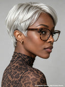 Glueless Wig pixie cut silver straight 100% Human Hair