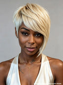 Full lace wig pixie cut blonde for black woman