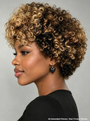 Full lace wig pixie honey highlight afro curly 100% Human Hair