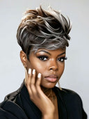 Lace  closure 7x5 Pixie wig Salt and Pepper