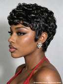 Ready to go black pixie cut wig 100% Human Hair