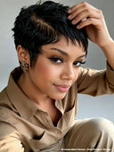 HD Lace front 13x4 Pixie cut Wig black side part
