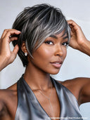 Wear to Go Salt and Pepper Pixie wig side part