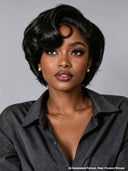 Pixie wig Lace front 13x4 black wavy 100% Human Hair