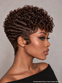 Ready to Go Glueless Wig curly wave pixie black Machine Made 100% Human Hair