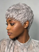 Full lace wig pixie cut sliver gray