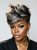 Lace  closure 7x5 Pixie wig Salt and Pepper