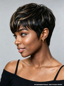 Glueless Pixie wig brown highlight for black woman
