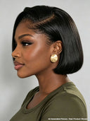 The luxe Straight bob 13X6 lace front Natural Black 100% Human Hair