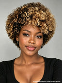 Full lace wig pixie honey highlight afro curly 100% Human Hair