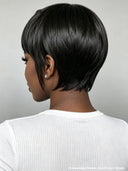 Ready to go pixie wig with bangs straight 100% Human Hair