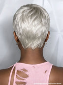Pixie cut wig silver straight machine made 100% Human Hair