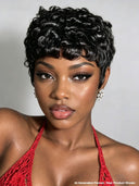 Ready to go black pixie cut wig 100% Human Hair