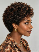 Lace front 13x4 Pixie wig brown highlight curly wave