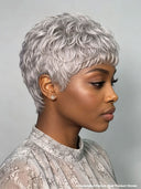 Full lace wig pixie cut sliver gray