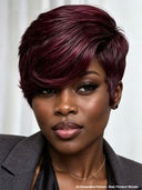 Machine made Glueless Pixie wig burgundy for black woman