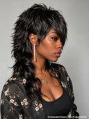Mullet wig black machine made for black woman
