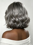 Lace closure 5x5 bob wig Salt and pepper wavy 100% Human Hair