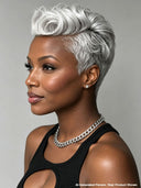 Lace closure 7x5 wig pixie silver 100% Human Hair