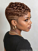Full lace pixie cut wig finger wave for black women