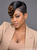 Full lace pixie wig side part honey highlight