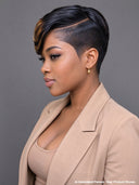 Full lace pixie wig side part honey highlight