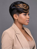 Full lace pixie wig side part honey highlight
