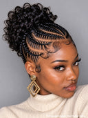 Full Lace wig updo styled black Braided wig 