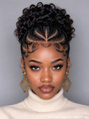 Full Lace wig updo styled black Braided wig 