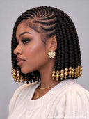 Full Lace black Braided wig Pre Styled Updo Human Hair Wig