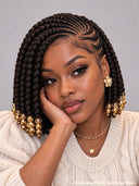 Full Lace black Braided wig Pre Styled Updo Human Hair Wig