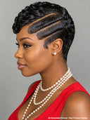 Full lace pixie wig Black side part