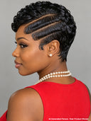 Full lace pixie wig Black side part