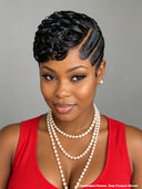 Full lace pixie wig Black side part