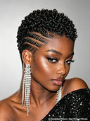 Full lace pixie wig bouncy curly black