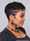 Full lace pixie cut wig black finger wave