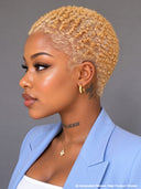 Full lace pixie cut wig blonde afro 