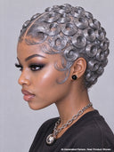 Full lace pixie cut wig finger wave 5 color middle part
