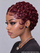 Full lace pixie cut wig finger wave 5 color middle part