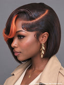 Lace front 13x6 Wig bob side part orange highlight