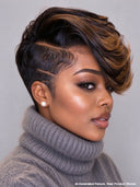 Full lace pixie cut honey highlight Carved Line Wig