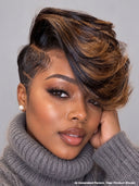 Full lace pixie cut honey highlight Carved Line Wig