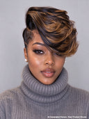 Full lace pixie cut honey highlight Carved Line Wig