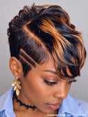 Full lace pixie cut wig honey highlight Quick weave