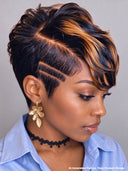 Full lace pixie cut wig honey highlight Quick weave