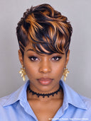 Full lace pixie cut wig honey highlight Quick weave