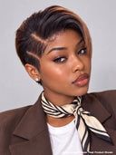 Full lace pixie cut wig honey highlight side part