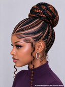Full Lace wig updo styled brown highlight Braided wig with bun